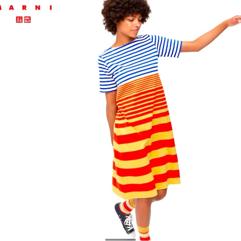 MARNI x UNIQLO Striped Short-Sleeve Dress